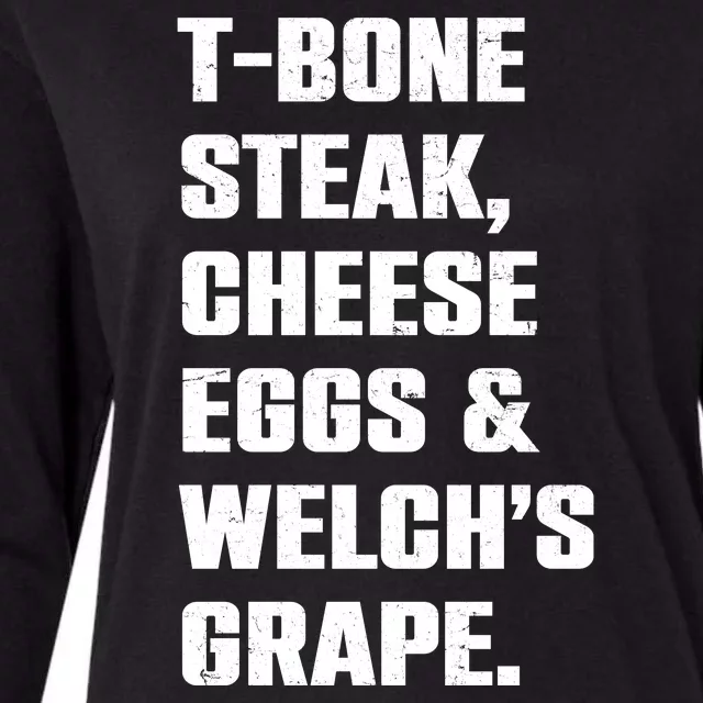 T Bone Steak Cheese Eggs And Welchs Grape Womens Cotton Relaxed Long Sleeve T-Shirt