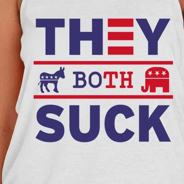 They Both Suck Funny Anti Political Party Libertarian Women's Knotted Racerback Tank