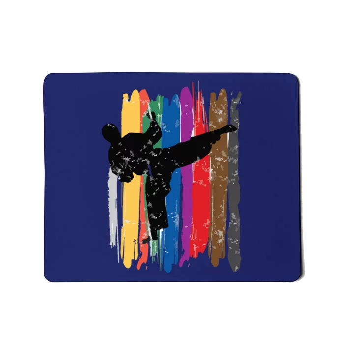 Taekwondo Belts Silhouette Distressed Martial Arts Gift Mousepad