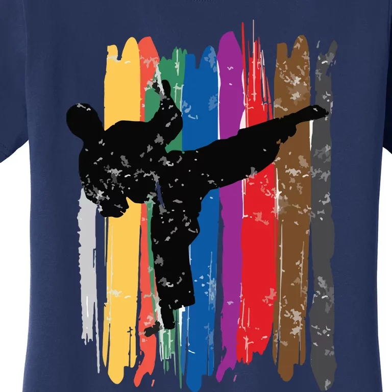 Taekwondo Belts Silhouette Distressed Martial Arts Gift Women's T-Shirt