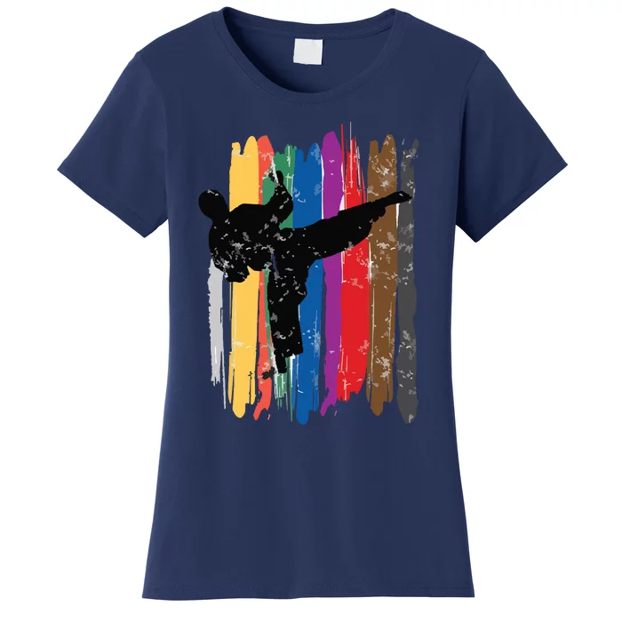 Taekwondo Belts Silhouette Distressed Martial Arts Gift Women's T-Shirt