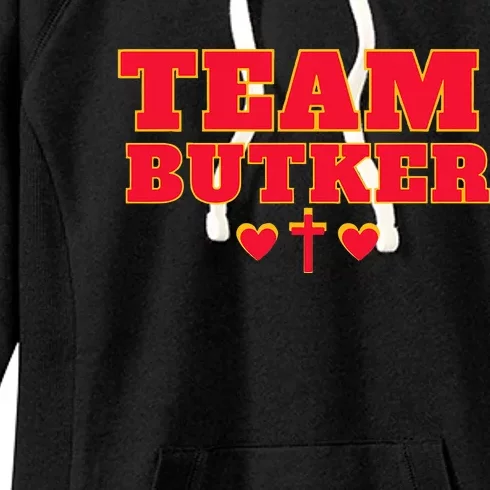 Team Butker Surname Cross Hearts Christian Family Name Women's Fleece Hoodie