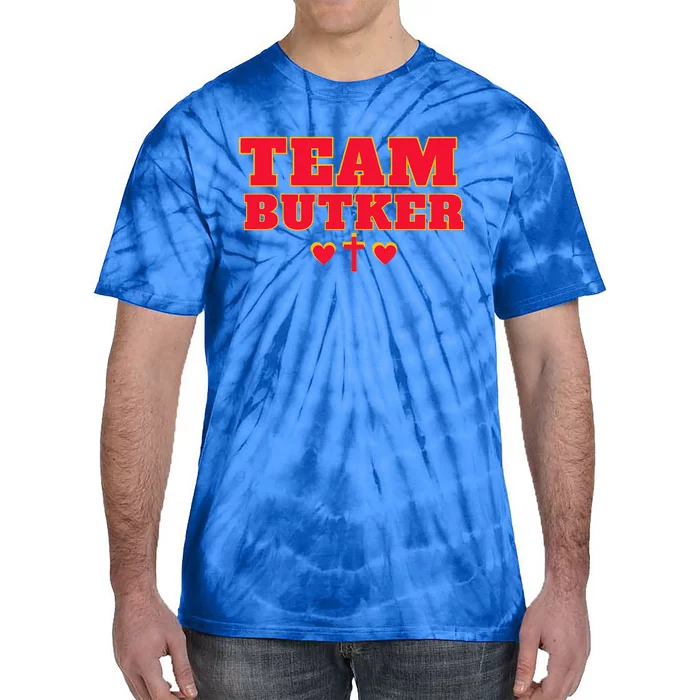 Team Butker Surname Cross Hearts Christian Family Name Tie-Dye T-Shirt