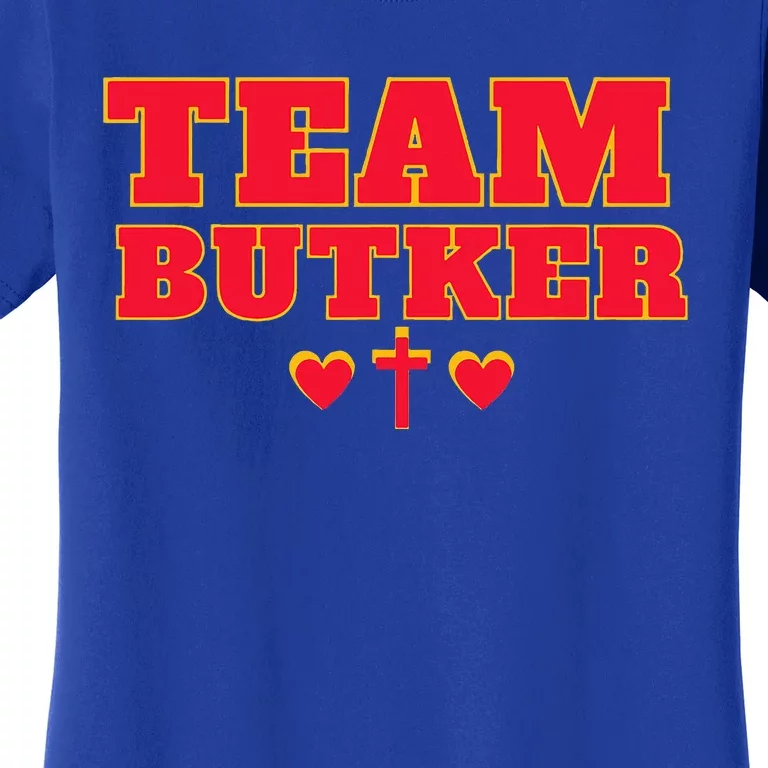 Team Butker Surname Cross Hearts Christian Family Name Women's T-Shirt