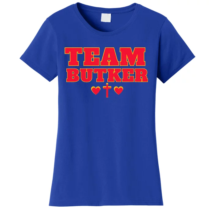 Team Butker Surname Cross Hearts Christian Family Name Women's T-Shirt