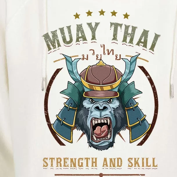 Thai Boxing Strength And Skill Muay Thai And Samurai Womens Funnel Neck Pullover Hood