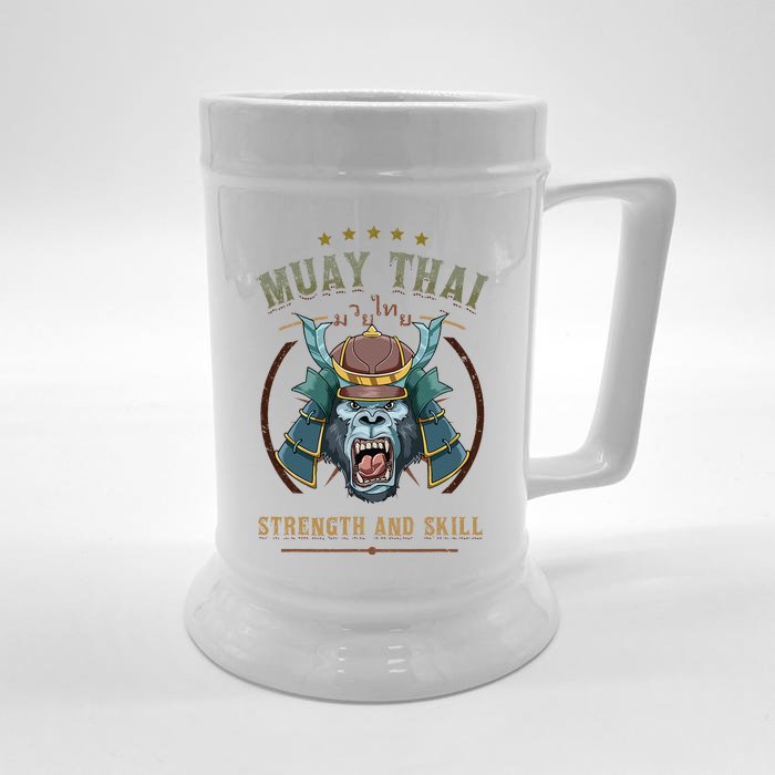 Thai Boxing Strength And Skill Muay Thai And Samurai Front & Back Beer Stein