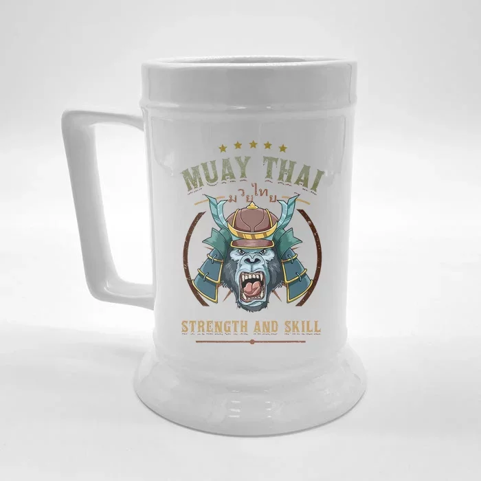 Thai Boxing Strength And Skill Muay Thai And Samurai Front & Back Beer Stein