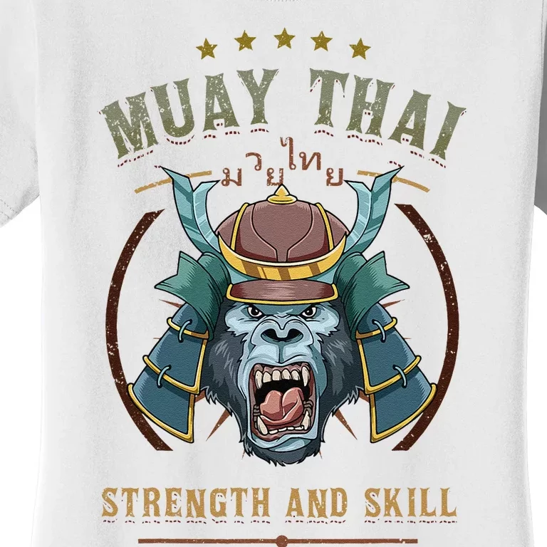 Thai Boxing Strength And Skill Muay Thai And Samurai Women's T-Shirt