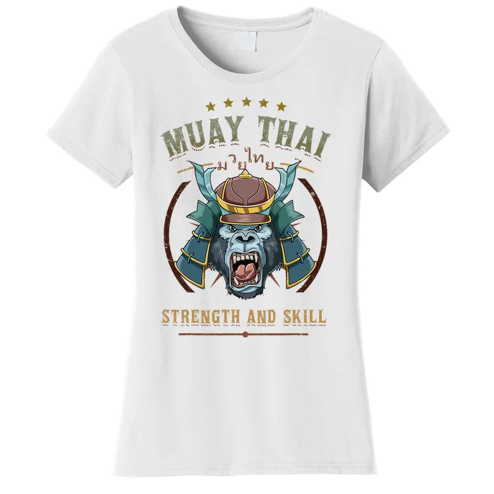 Thai Boxing Strength And Skill Muay Thai And Samurai Women's T-Shirt