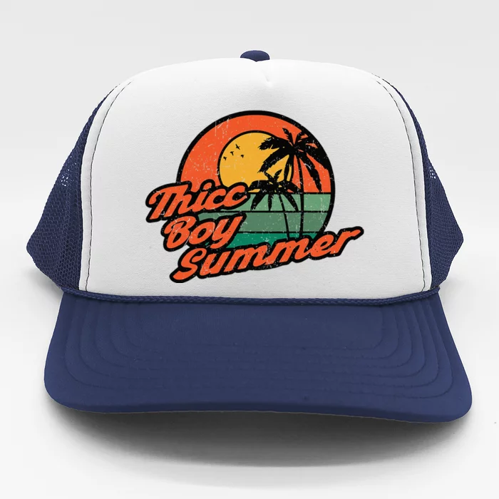 Thicc Boy Summer Funny Retro Vintage Design Trucker Hat