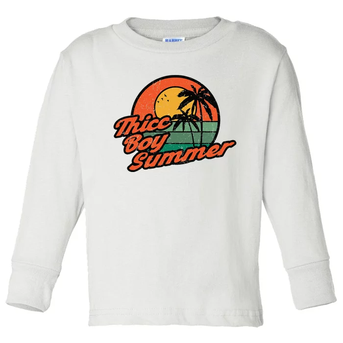 Thicc Boy Summer Funny Retro Vintage Design Toddler Long Sleeve Shirt