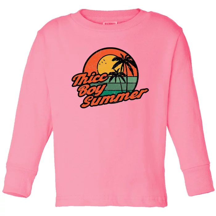 Thicc Boy SummerFunny Retro Vintage Design Toddler Long Sleeve Shirt