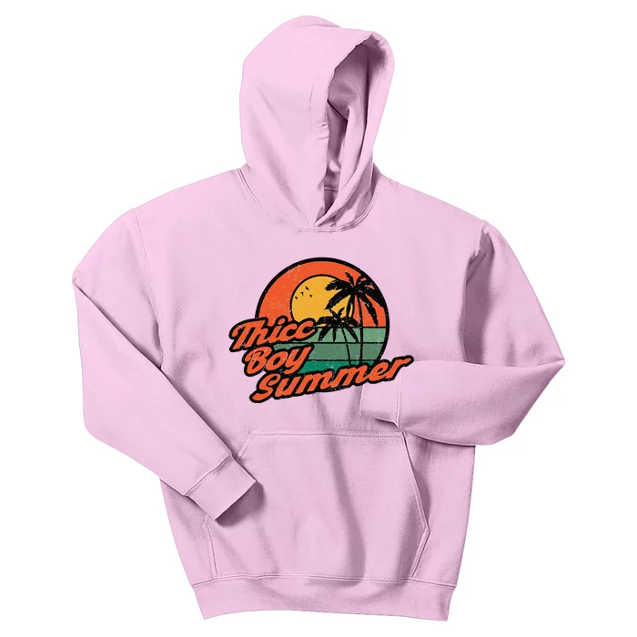 Thicc Boy SummerFunny Retro Vintage Design Kids Hoodie