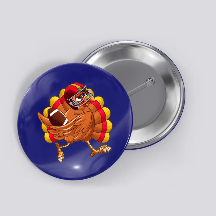 Turkey Bowl Thanksgiving Football Player Costume Gift Button