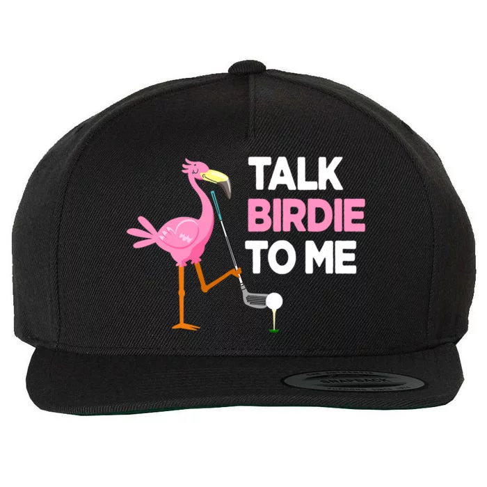 Talk Birdie To Me Flamingo Playing Golf Funny Wool Snapback Cap