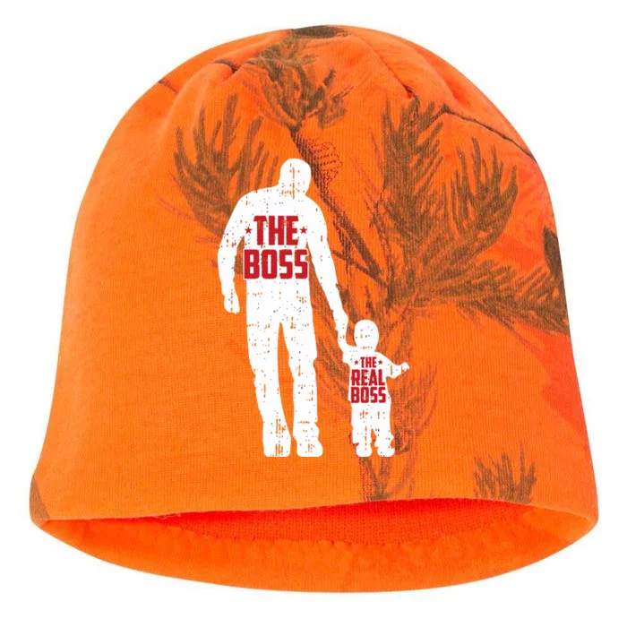 The Boss The Real Boss Fathers Day Dad Son Daughter Matching Kati - Camo Knit Beanie