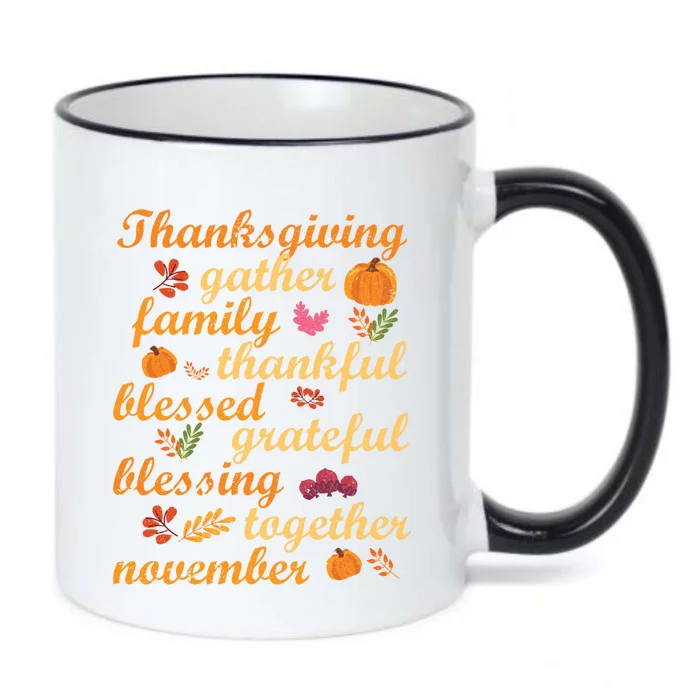 Thankful Blessings Thanksgiving Dinner Family Feast Time Funny Gift Black Color Changing Mug