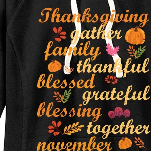 Thankful Blessings Thanksgiving Dinner Family Feast Time Funny Gift Women's Fleece Hoodie