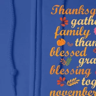 Thankful Blessings Thanksgiving Dinner Family Feast Time Funny Gift Full Zip Hoodie