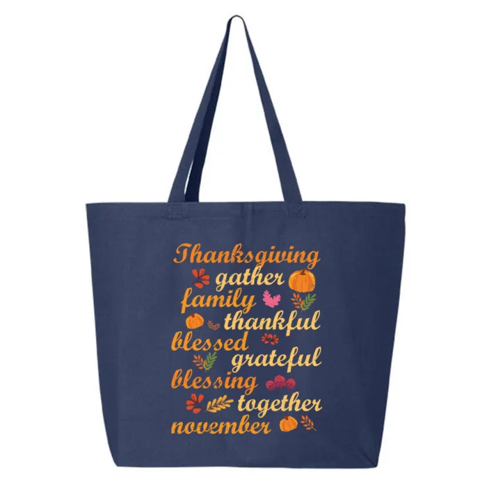 Thankful Blessings Thanksgiving Dinner Family Feast Time Funny Gift 25L Jumbo Tote