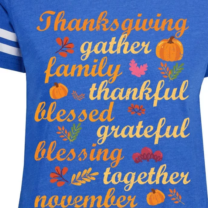 Thankful Blessings Thanksgiving Dinner Family Feast Time Funny Gift Enza Ladies Jersey Football T-Shirt