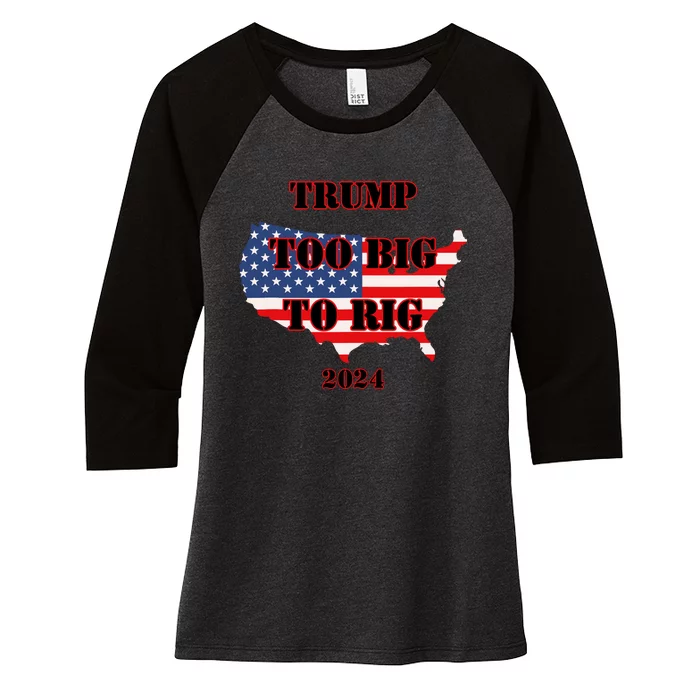 Too Big To Rig Trump Anti Biden Usa 2024 Election Women's Tri-Blend 3/4-Sleeve Raglan Shirt