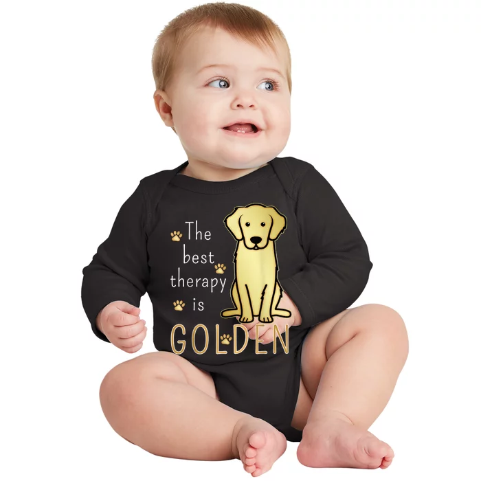 The Best Therapy Is Golden Retriever Dog Baby Long Sleeve Bodysuit