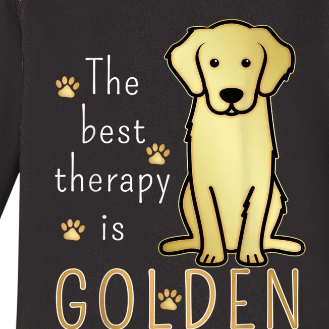 The Best Therapy Is Golden Retriever Dog Baby Long Sleeve Bodysuit