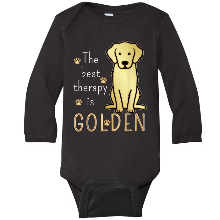 The Best Therapy Is Golden Retriever Dog Baby Long Sleeve Bodysuit