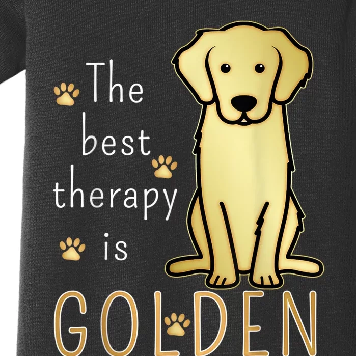 The Best Therapy Is Golden Retriever Dog Baby Bodysuit