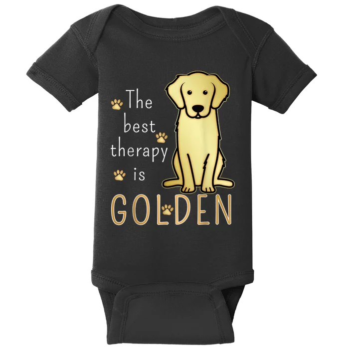 The Best Therapy Is Golden Retriever Dog Baby Bodysuit