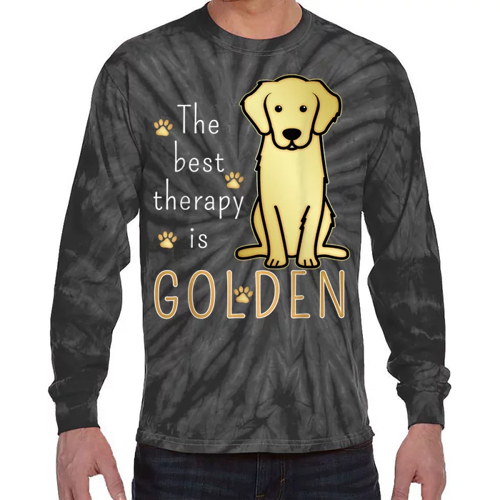 The Best Therapy Is Golden Retriever Dog Tie-Dye Long Sleeve Shirt