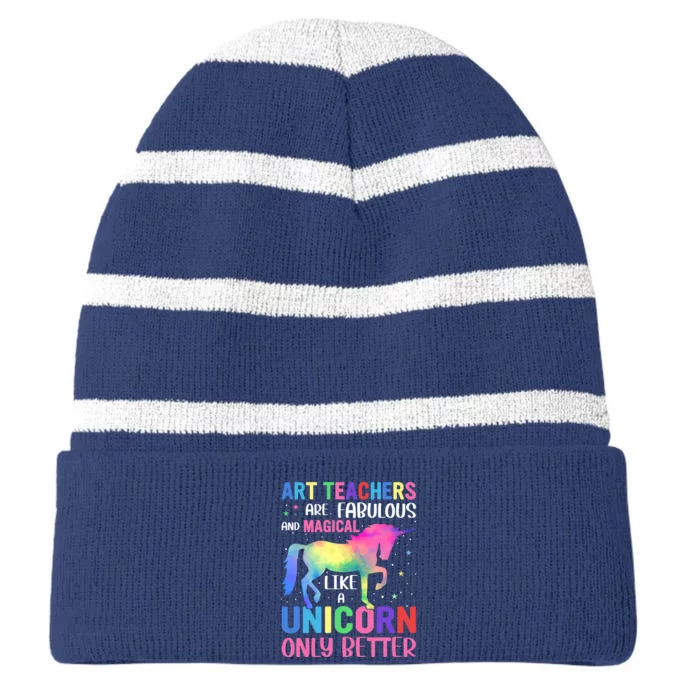 Teacher Back To School Striped Beanie with Solid Band