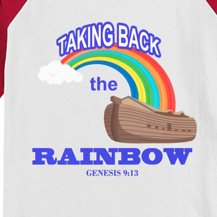 Taking Back The Rainbow Christian Jesus Rainbow Ship Kids Colorblock Raglan Jersey