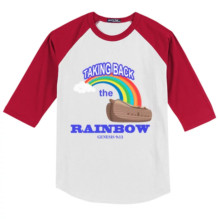 Taking Back The Rainbow Christian Jesus Rainbow Ship Kids Colorblock Raglan Jersey