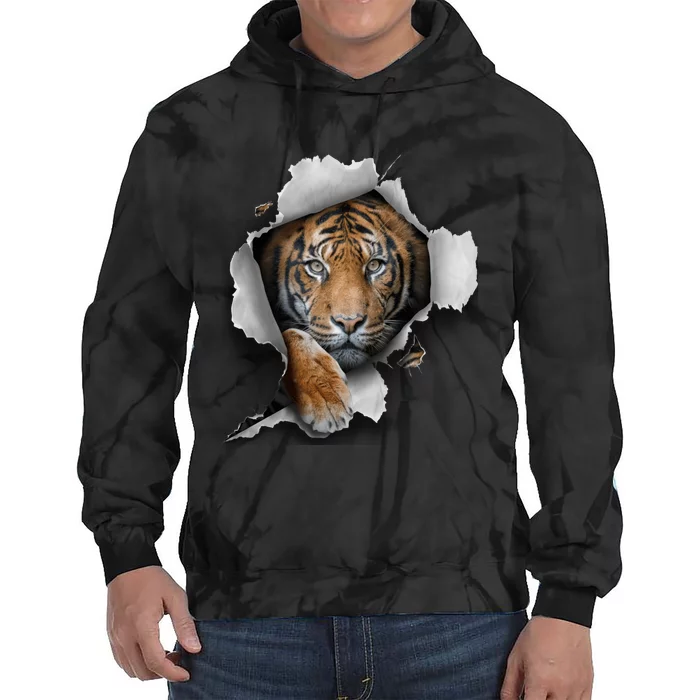 Tiger, Bengal Tiger, Safari Animal, Big Cat, Zoo, Tiger Tie Dye Hoodie