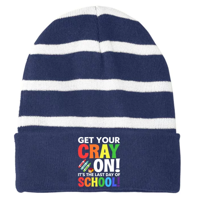 Teacher Back To School Striped Beanie with Solid Band