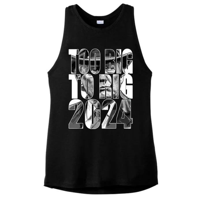 Too Big To Rig Trump 2024 Ladies Tri-Blend Wicking Tank