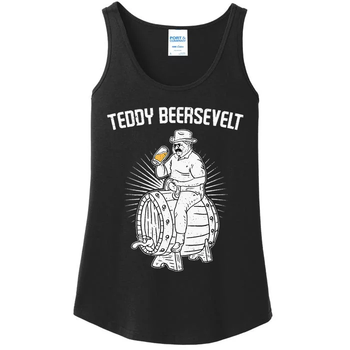 Teddy Beersevelt Theodore Roosevelt Beer 4th Of July Party Ladies Essential Tank