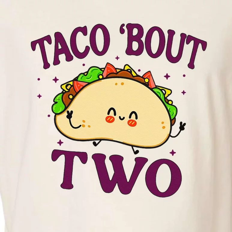 Taco Bout Two 2nd Birthday 2 Year Funny Tacos Garment-Dyed Women's Muscle Tee