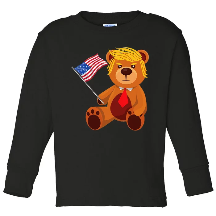 Trumpy Bear Trump 24 Elect President Trump 2024 Toddler Long Sleeve Shirt