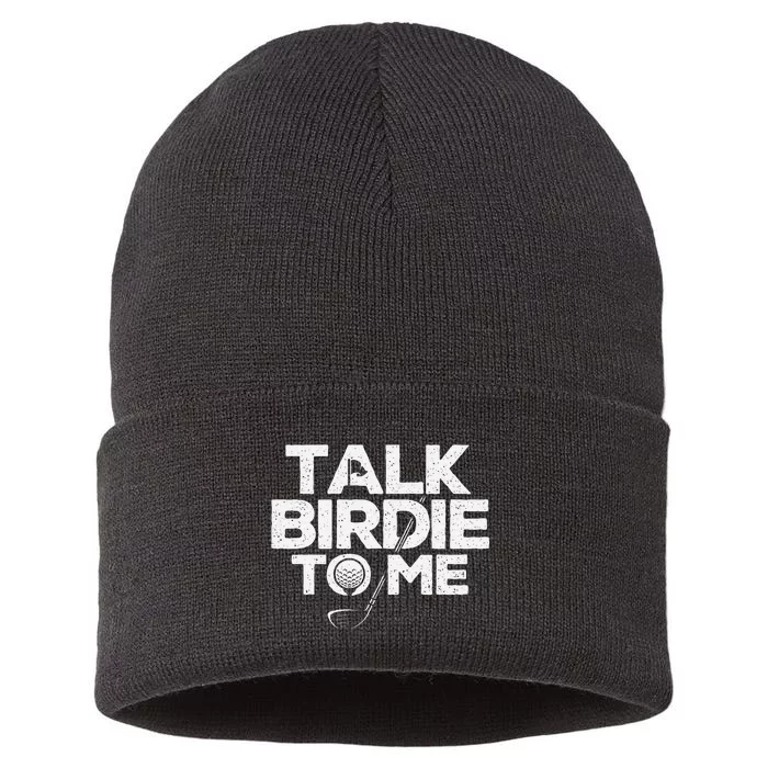 Talk Birdie To Me Golfer Golf Lover Golfing Putter Ball Sustainable Knit Beanie