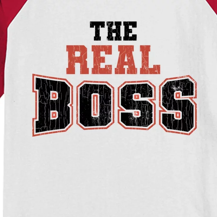 The Boss The Real Boss Couple Part 2 Funny Gift Meaningful Gift Kids Colorblock Raglan Jersey