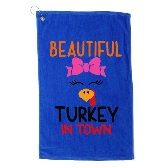 Thanksgiving Beautiful Turkey In Town Girl Platinum Collection Golf Towel