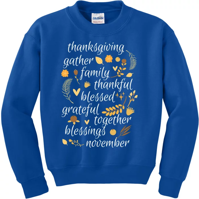 Thankful Blessings Thanksgiving Dinner Family Feast Time Gift Kids Sweatshirt