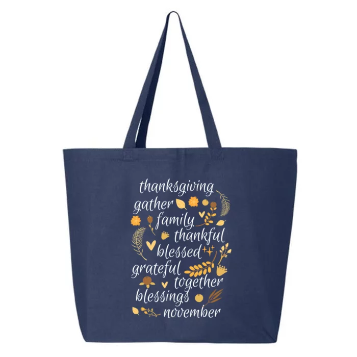 Thankful Blessings Thanksgiving Dinner Family Feast Time Gift 25L Jumbo Tote