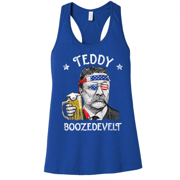 Teddy Boozedevelt Theodore Roosevelt 4th Of July American Women's Racerback Tank