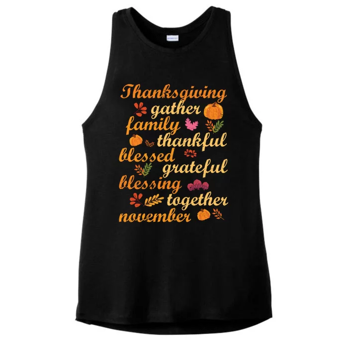 Thankful Blessings Thanksgiving Dinner Family Feast Time Great Gift Ladies Tri-Blend Wicking Tank