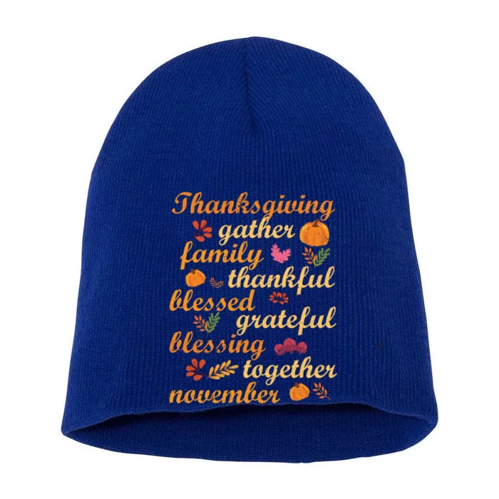 Thankful Blessings Thanksgiving Dinner Family Feast Time Great Gift Short Acrylic Beanie